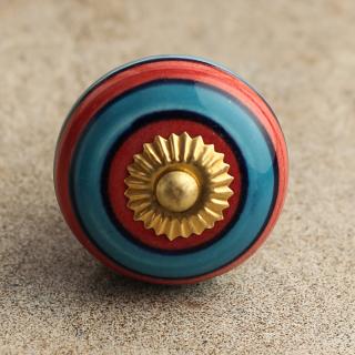 BPCK-017 Striped Ceramic Knob-Brass