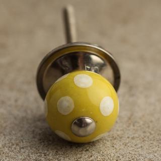 BPCK-028-B Yellowish-Cream Colored Ceramic Knob-Silver