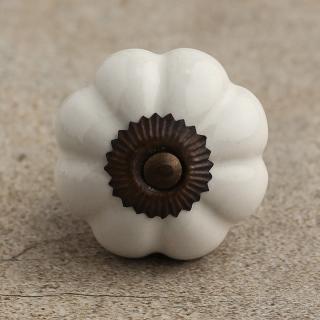BPCK-046 White Flower Antique Brass Cabinet Knob