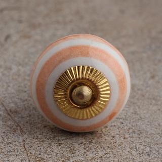 BPCK-061 Orange and White Cabinet Knob-Brass