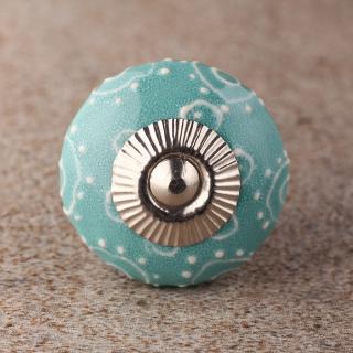 BPCK-126 White with Dark Sea Green ceramic knob-Silver