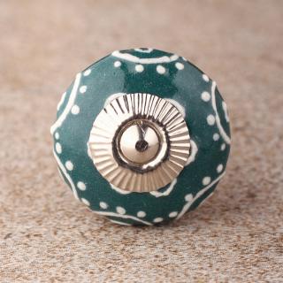 BPCK-131 Dark Cyan base ceramic knob-Silver