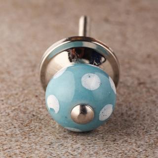 White Dots Ceramic Cabinet Knob