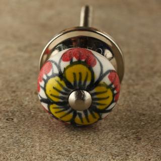 BPCK-180 Red Flower Ceramic knob-Silver