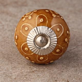 BPCK-241 Brown Floral Kitchen Cabinet Knob-Silver