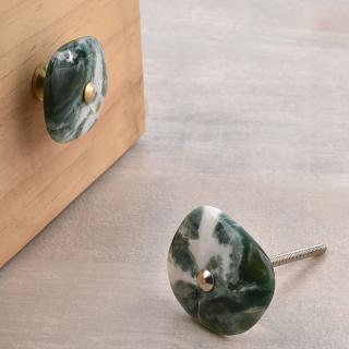 Agate Natural Gemstone Green, White Shade Cabinet Furniture Knobs