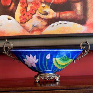 Table Decoretive Piece - Handmade and Hand Painted Blue Pottery Table Decoretive Piece - Handmade and Hand Painted Blue Pottery