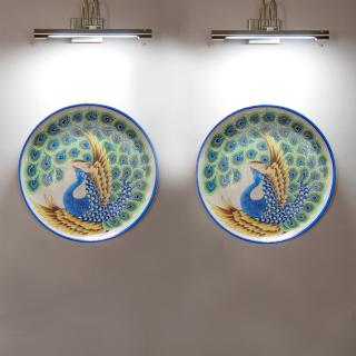 Hand Painted Handmade Blue Pottery Peacock Design Wall Hanging Decorative Plate Hand Painted Handmade Blue Pottery Peacock Design Wall Hanging Decorative Plate
