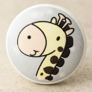 NKPS-021 Lime Yellow and Pink Giraffe Ceramic knob