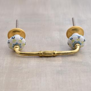 Lime Green and Turquoise Design on a White Cabinet Pull