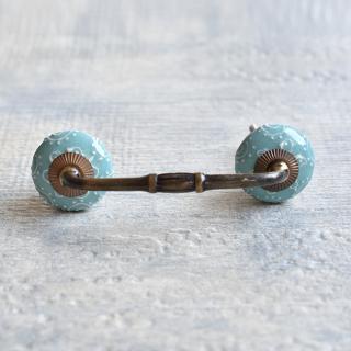 White design with Dark Sea Green base ceramic Pull