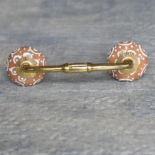White design with Brown base ceramic Pull