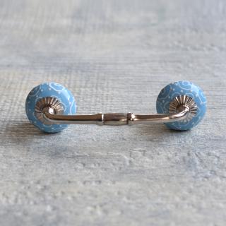 White design with Light Sky Blue base ceramic Pull