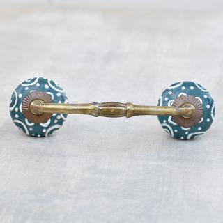 White design with Dark Cyan base ceramic Pull