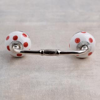 Red Polka Dots with White Base Ceramic knob