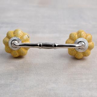 Cracked Yellow Ceramic Cabinet Knob