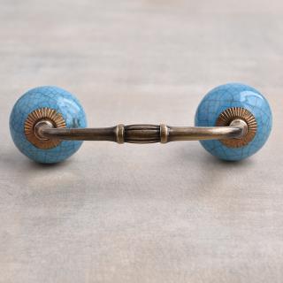 Cracked Turquoise Ceramic Cabinet Knob