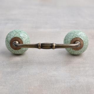 Cracked Lime Green Ceramic Cabinet Knob