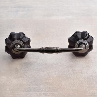 Dark Purple Floral Glass Cabinet Pull
