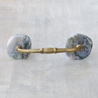 Agate Natural Gemstone Cabinet Furniture Pull - Green and Grey Shade