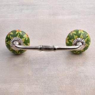 Drawer Beaded Pull with Green Color Floral Print