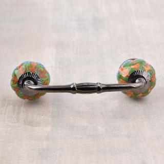 Dark Turquoise Flowers and Green leaf with Brown Base Pull