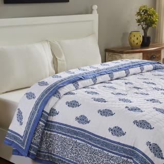 Pineapple Paisley Hand Block Print Cotton Quilt Pineapple Paisley Hand Block Print Cotton Quilt