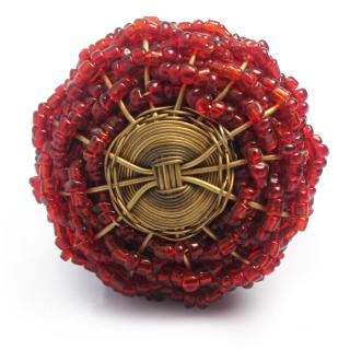 Red Glass Beads and Golden Metal Wire Weaved Cabinet Knob (Medium) Red Glass Beads and Golden Metal Wire Weaved Cabinet Knob (Medium)
