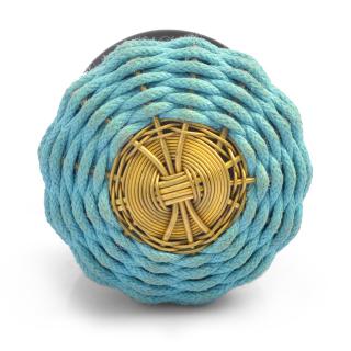 Turquoise Fabric and Metal Wire Weaved Knob (Medium) Turquoise Fabric and Metal Wire Weaved Knob (Medium)