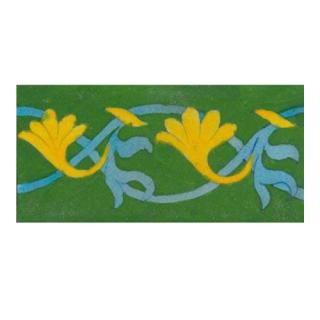 yellow and turquoise design on green tile (3x6) yellow and turquoise design on green tile (3x6)