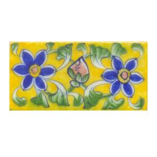 Two blue flower and yellow tile Two blue flower and yellow tile