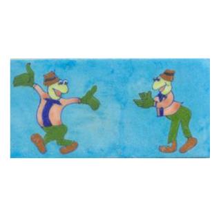 Two cartoon with turqouise tile Two cartoon with turqouise tile