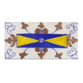 Blue,yellow,brown flower with white tile Blue,yellow,brown flower with white tile
