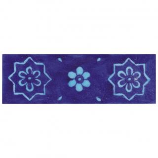Turquoise and Blue Flowers with Blue Base Tile Turquoise and Blue Flowers with Blue Base Tile