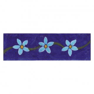 Turquoise and Yellow Flowers with Blue Base Tile Turquoise and Yellow Flowers with Blue Base Tile