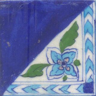 Half an Tile Design and Half an Blue Color Tile