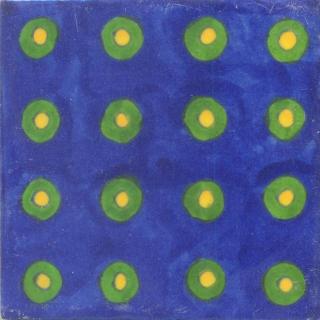 Yellow and Green Round with Blue Base Tile Yellow and Green Round with Blue Base Tile