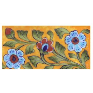 Flowers Deisgn on Yellow Base Tile Flowers Deisgn on Yellow Base Tile