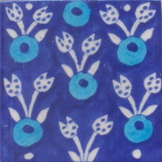 Turquoise and Blue Round and White leaf with Blue Base Tile Turquoise and Blue Round and White leaf with Blue Base Tile