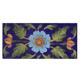Flowers Deisgn on Blue Base Tile