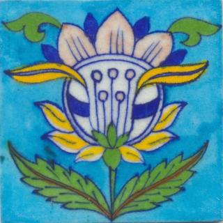 Turq. Base Flower Designed Tile