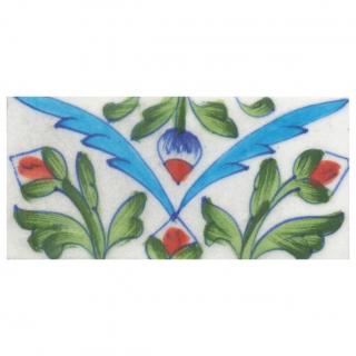 Turquoise and Lime Green leaf with White Base Tile Turquoise and Lime Green leaf with White Base Tile