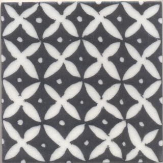 White flower and Black base Tile (4x4) White flower and Black base Tile (4x4)