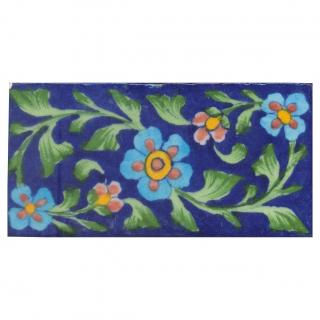 Flowers Deisgn on Blue Base Tile