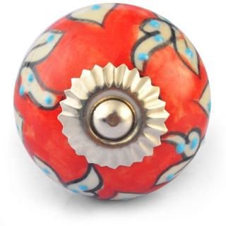 White leaves and Red white Ceramic knob White leaves and Red white Ceramic knob