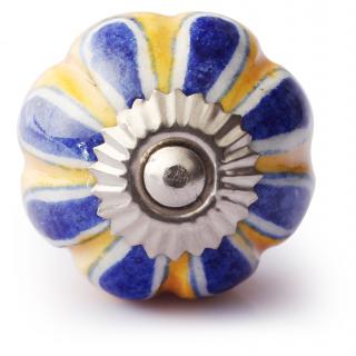Blue Flowers Design On Yellow Base Melon Knob 