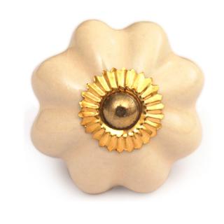 KPS-4572 - Cream Scalloped Ceramic Cabinet Knob
