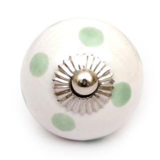 Green Polka Ceramic Cabinet Knob