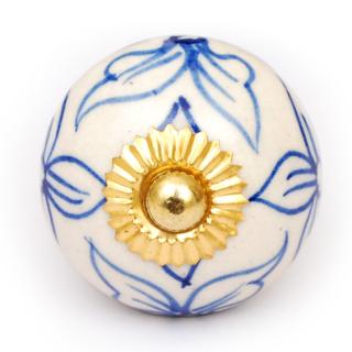 KPS-4632 Blue Leaf Ceramic Cabinet Knob