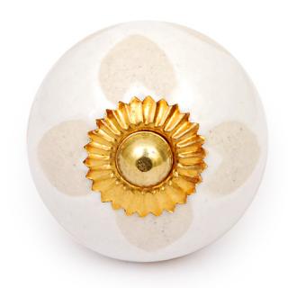 KPS-4642 - Gray Leaf Design on a Round White Ceramic Cabinet Knob KPS-4642 - Gray Leaf Design on a Round White Ceramic Cabinet Knob